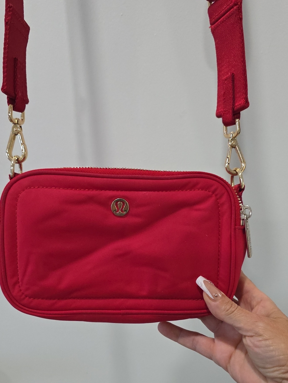 lululemon athletica Red Crossbody Pouch with Gold Hardware